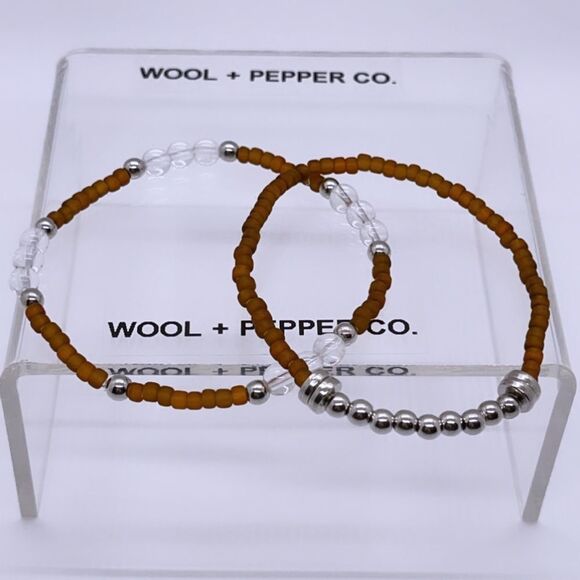 Wool + Pepper Co. Matte Brown & Silver Bracelets - Picture 4 of 5